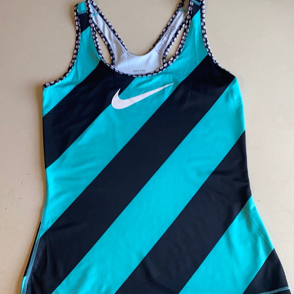 Nike Pro Dri Fit Tank Sz-Sm Teal/Black stripe